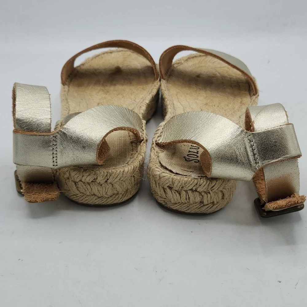 Soludos Cadiz Metallic Leather Platform Sandals Size 6